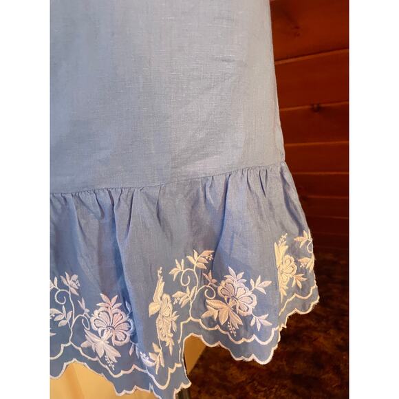J. Crew Embroidered Blue and White Mini Skirt - Linen Cotton Blend sz M - Picture 3 of 7